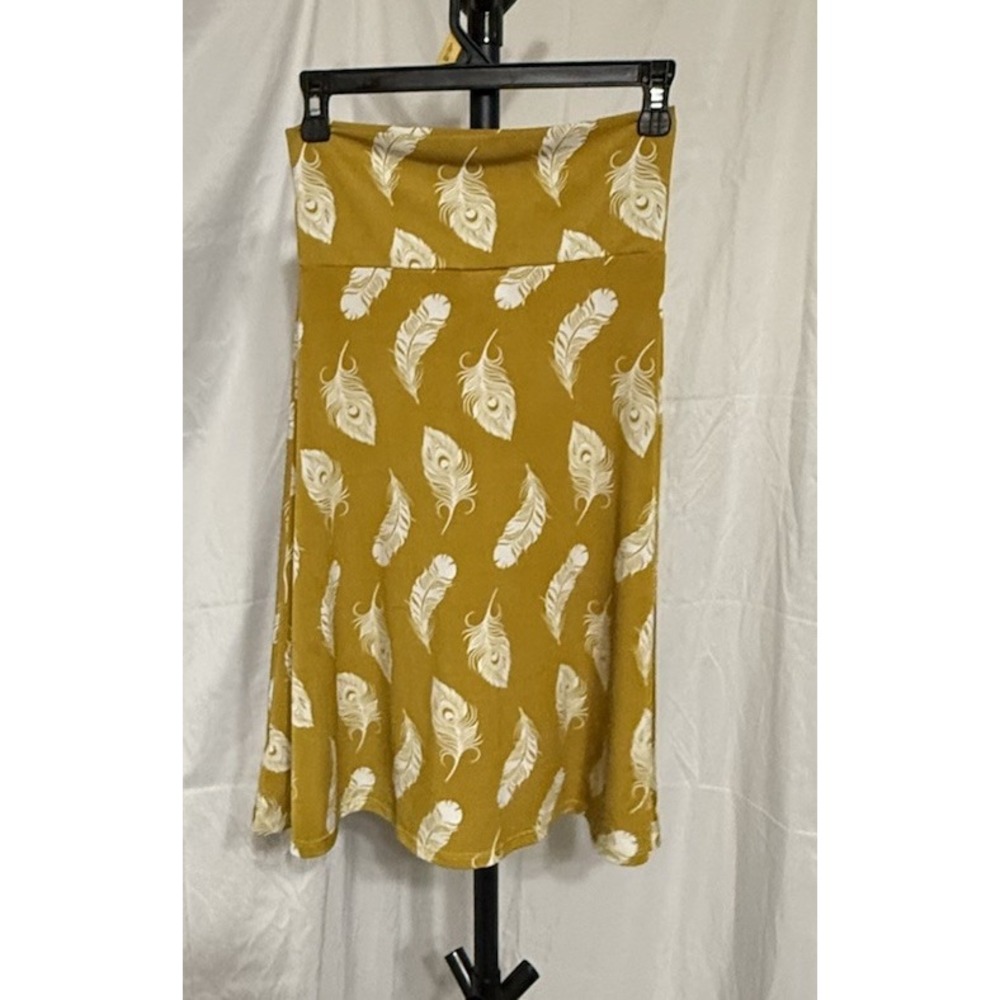 LuLaRoe Gold Skirt Women's Size‎ XS Feather Pattern